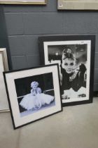 Two photographic prints of Marilyn Monroe and Audrey Hepburn