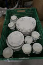 Box containing a quantity of Royal Albert bride's choice patterned crockery