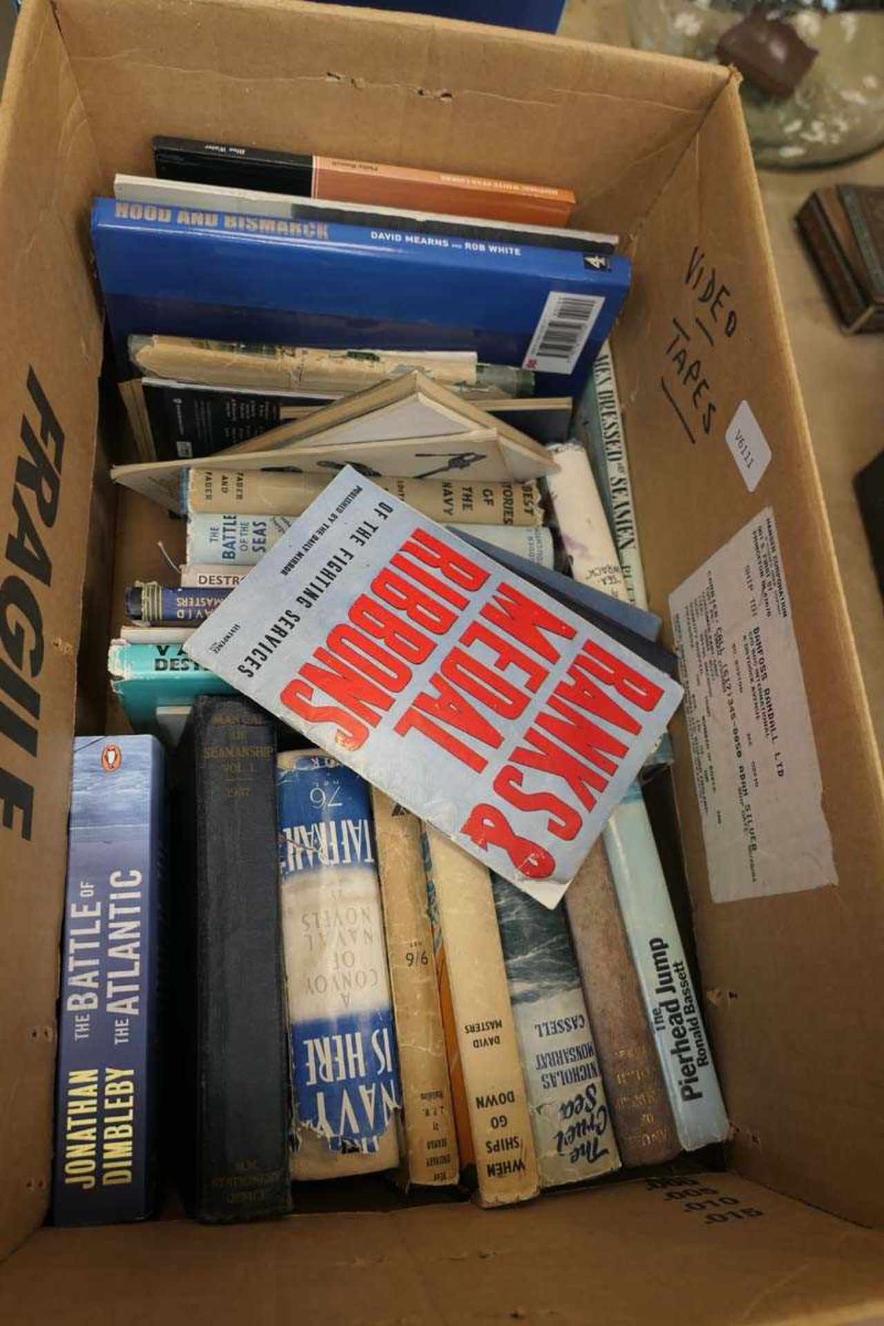 Box containing qty of novels and military reference books