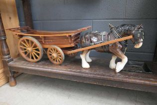 Dray horse with cart