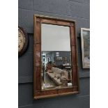 Rectangular bevelled mirror with faux marble frame