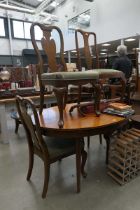 Teak dining table with 4 Queen Anne style chairs