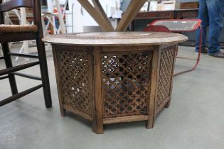 Carved Indian side table with inlay