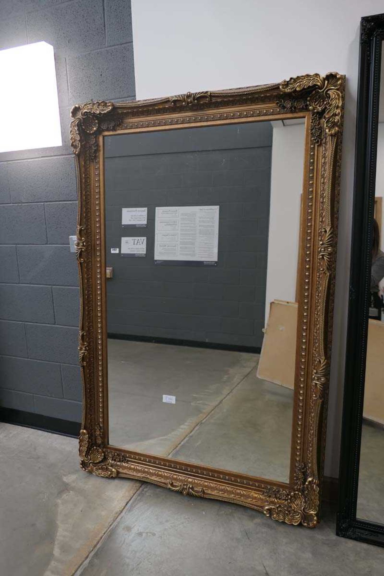 +VAT (4) Large rectangular mirror in gilt floral frame