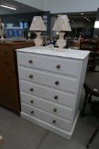 White painted chest of 5 drawers