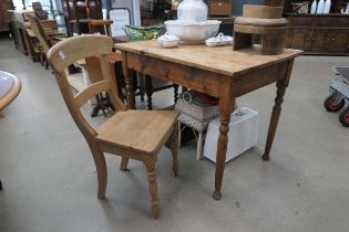 Pine kitchen table plus a beech chair