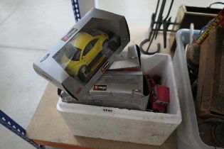 Box containing Burago and other Diecast cars