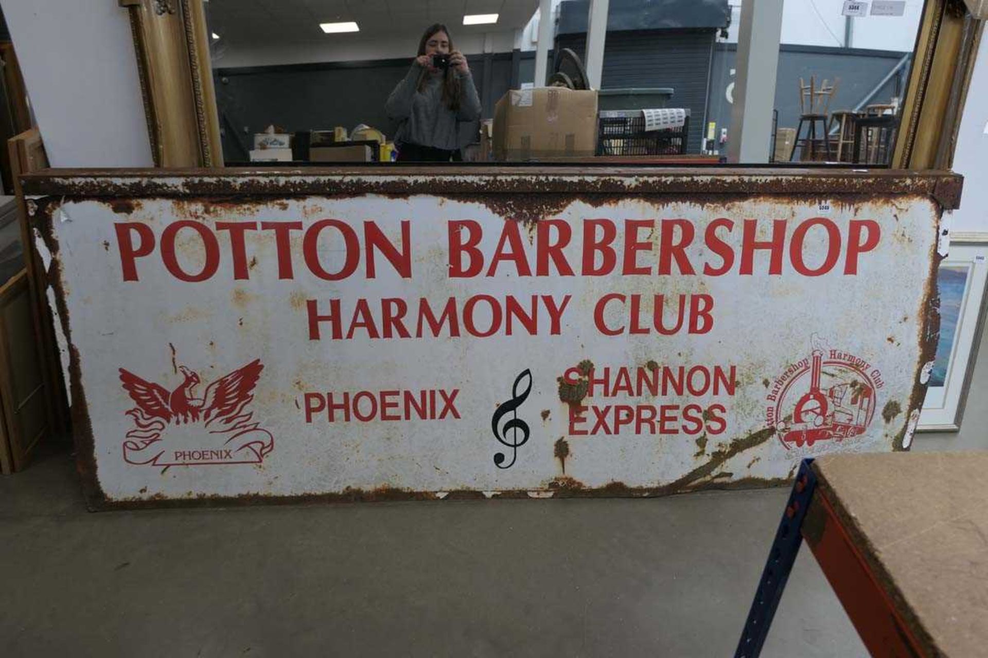 Painted barber shop sign