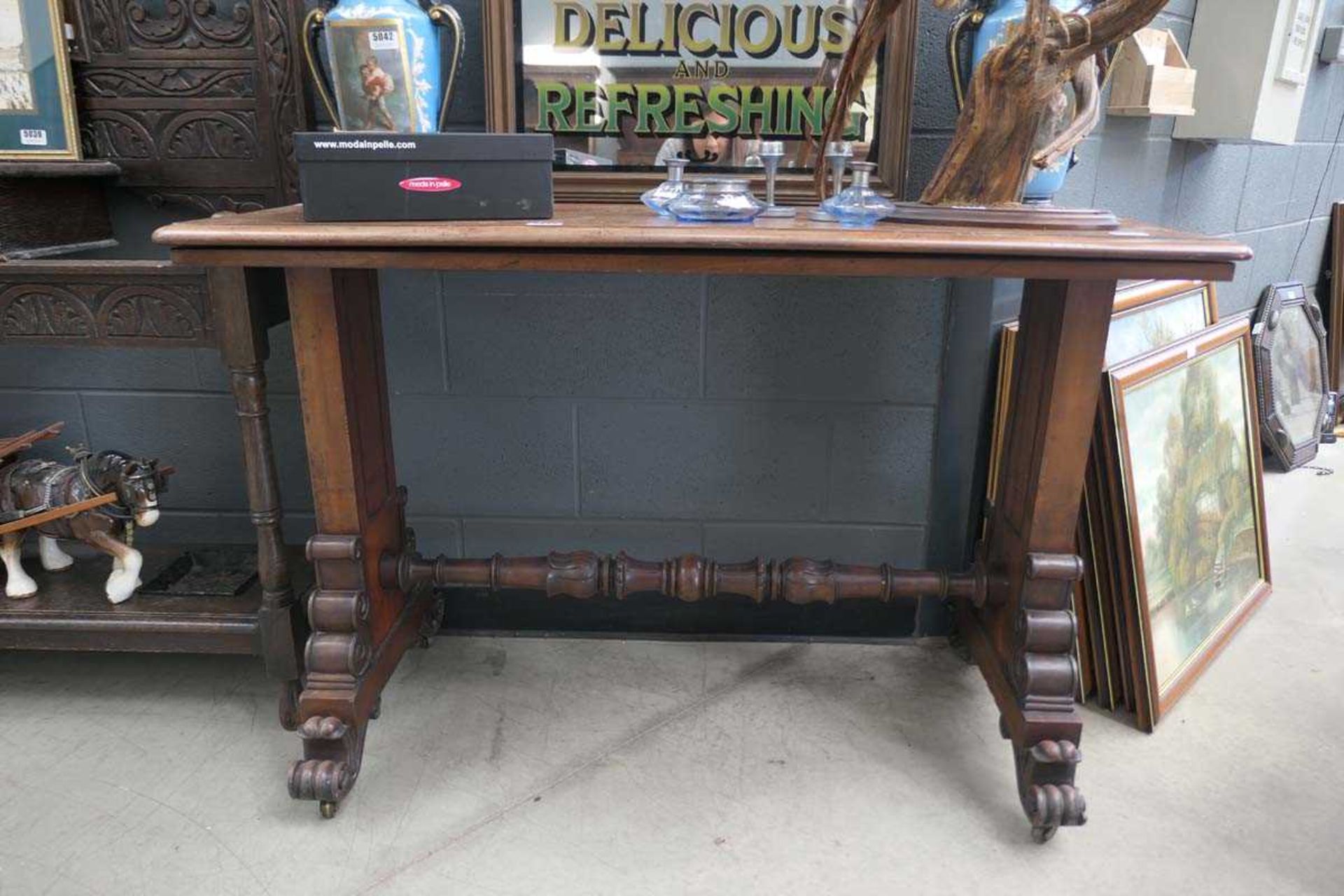 Victorian side table with stretcher