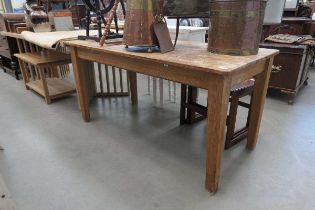 Pine kitchen table In generally good condition, some staining to the top. Approx. dimensions: