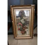 Mirror in gilt frame with floral painted decoration