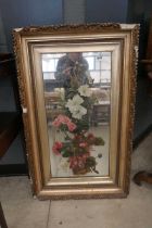 Mirror in gilt frame with floral painted decoration