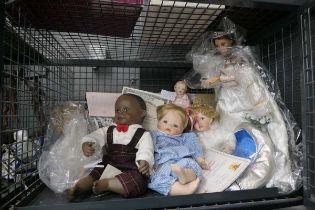 Cage containing children's dolls