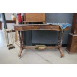 Walnut kidney shaped desk with leather surface