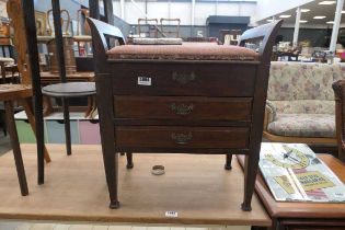 Edwardian piano stool with two drawers under