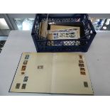 Box containing stamp albums