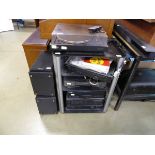 Toshiba Pioneer Yamaha Arcan stacked stereo system with Mission speakers and stand