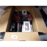 +VAT Box of bluetooth earphones, phone protector kits speakers, headphones etc