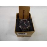 Timberland men's wristwatch with black face and black strap Corrosion on strap