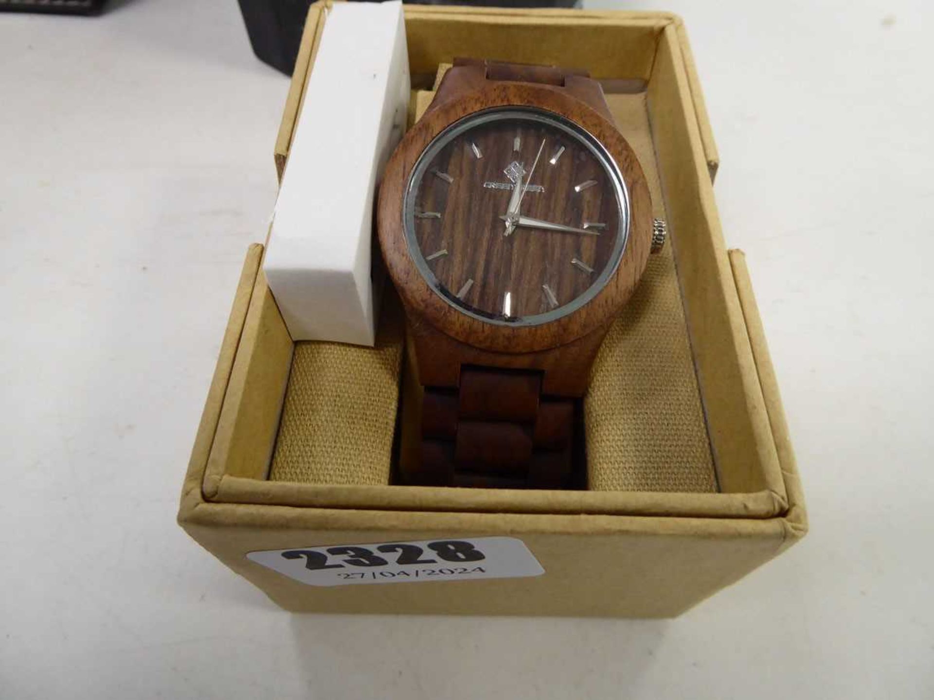 Greentreen wooden wristwatch, in box
