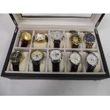 Case containing 10 wristwatches