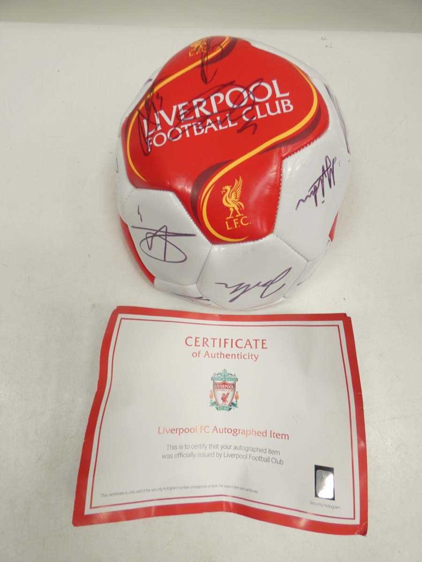 +VAT Liverpool FC football bearing signatures (unverified)