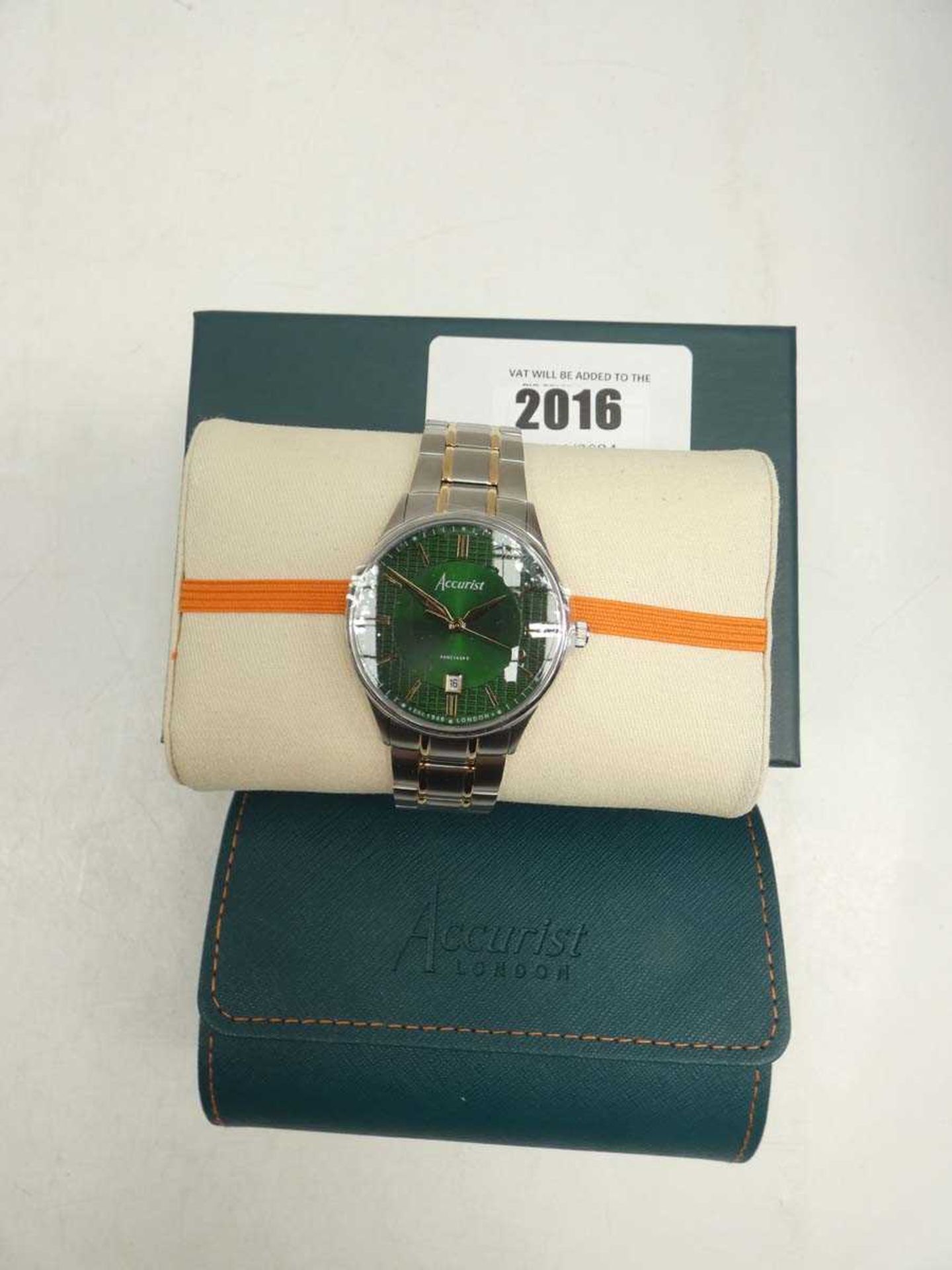 +VAT Accurist green dial wristwatch with box