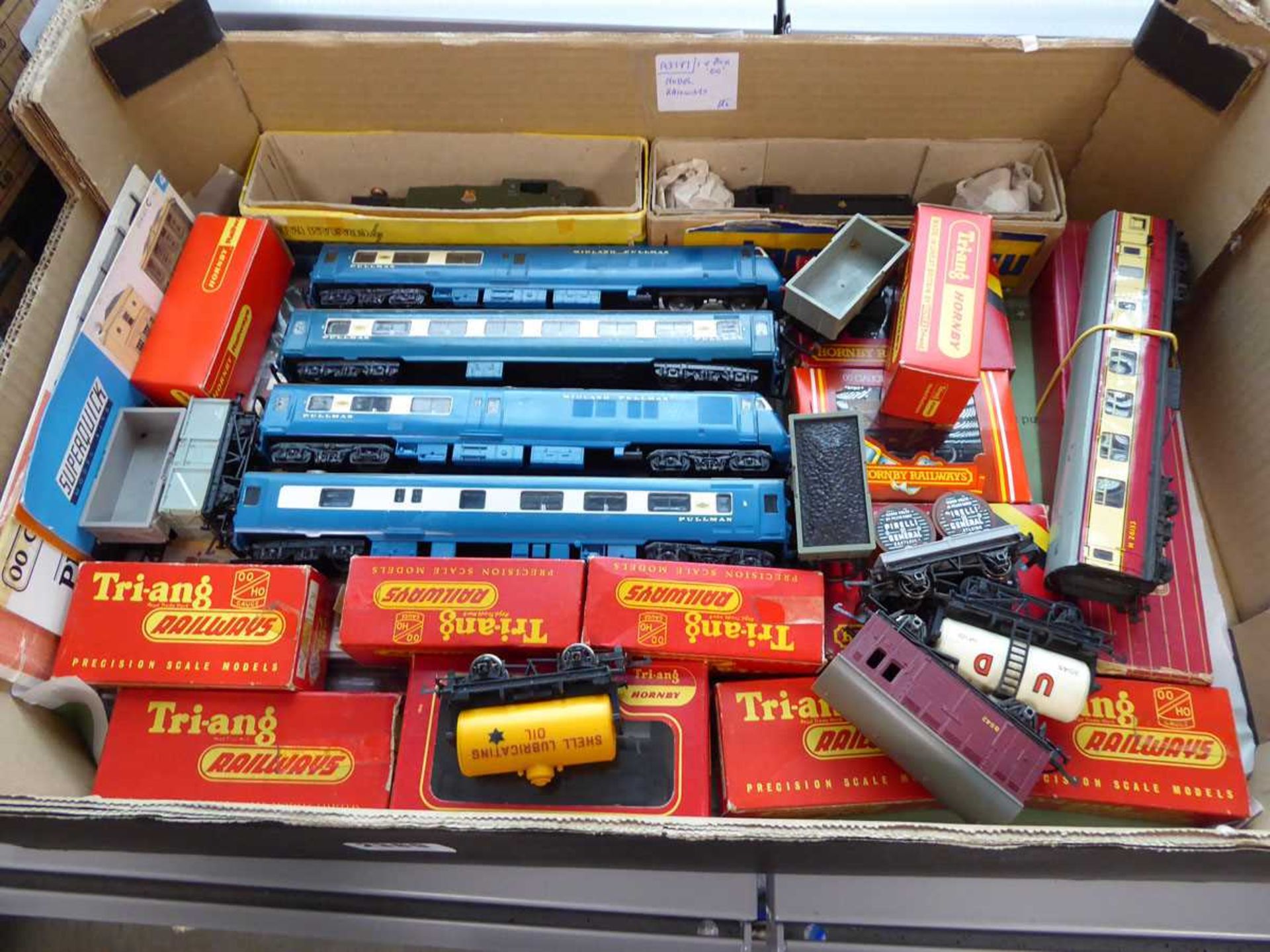 Box of OO model railways