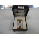 Klaus Kobec women's wristwatch with white face and bejewelled dial and metal and gold coloured