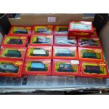Box containing approx 17 OO Tri-Ang Hornby wagons