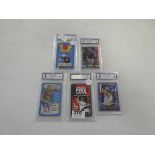 5 Majesty Grading Company trading cards of NBA, Top Match Attax, Top Trumps and Grand 3 Heroes,