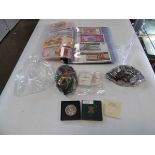 (2) Tray of various coins, bank notes, etc