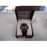 Accurist chronograph wristwatch with black face and black strap