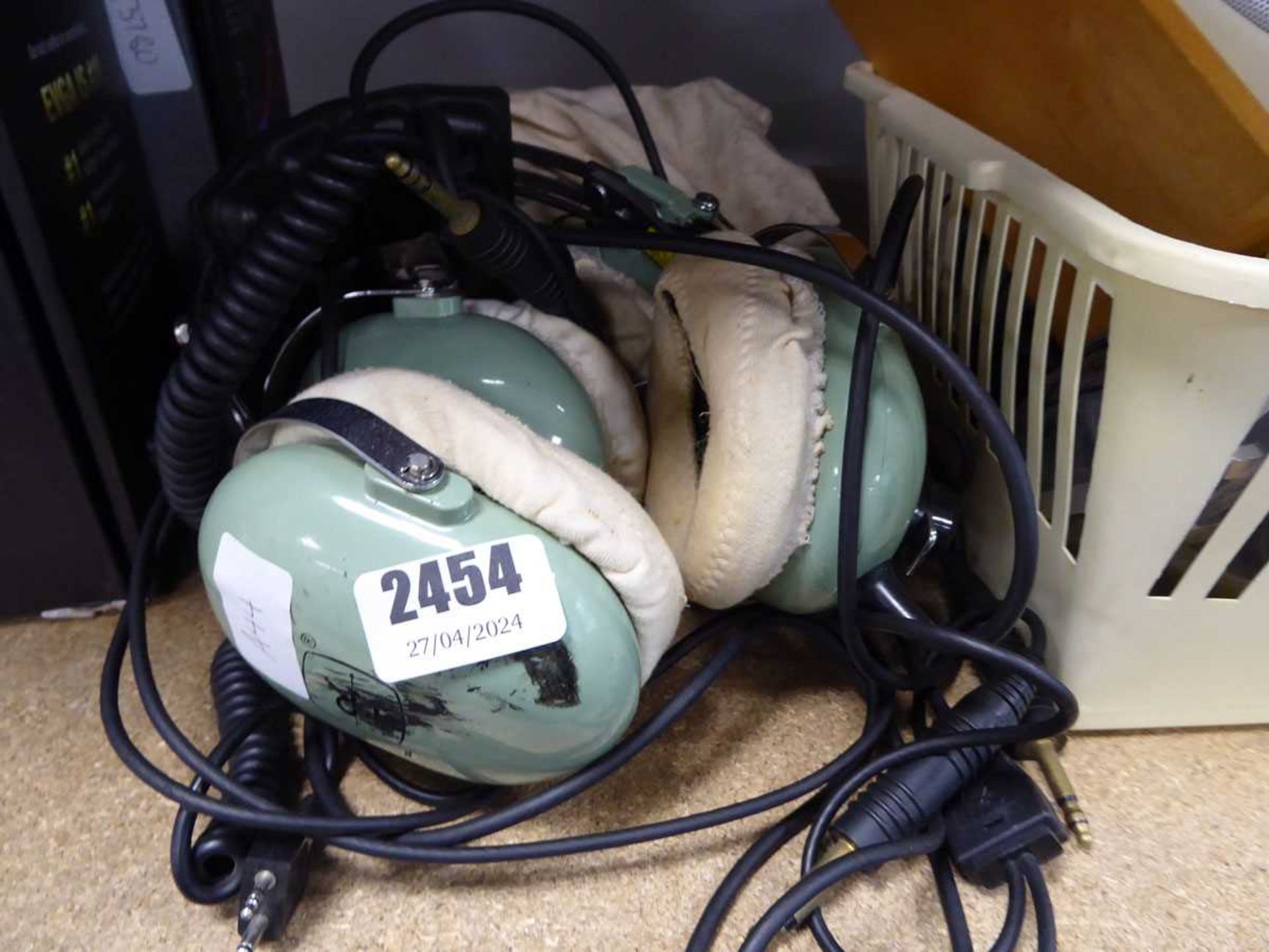 2 vintage headsets, possibly for aircraft