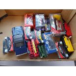 Tray containing various diecast model vehicles