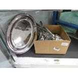 Collection of silver plated flat wear and tray