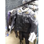 Euro style motorcycle leather jacket plus trousers