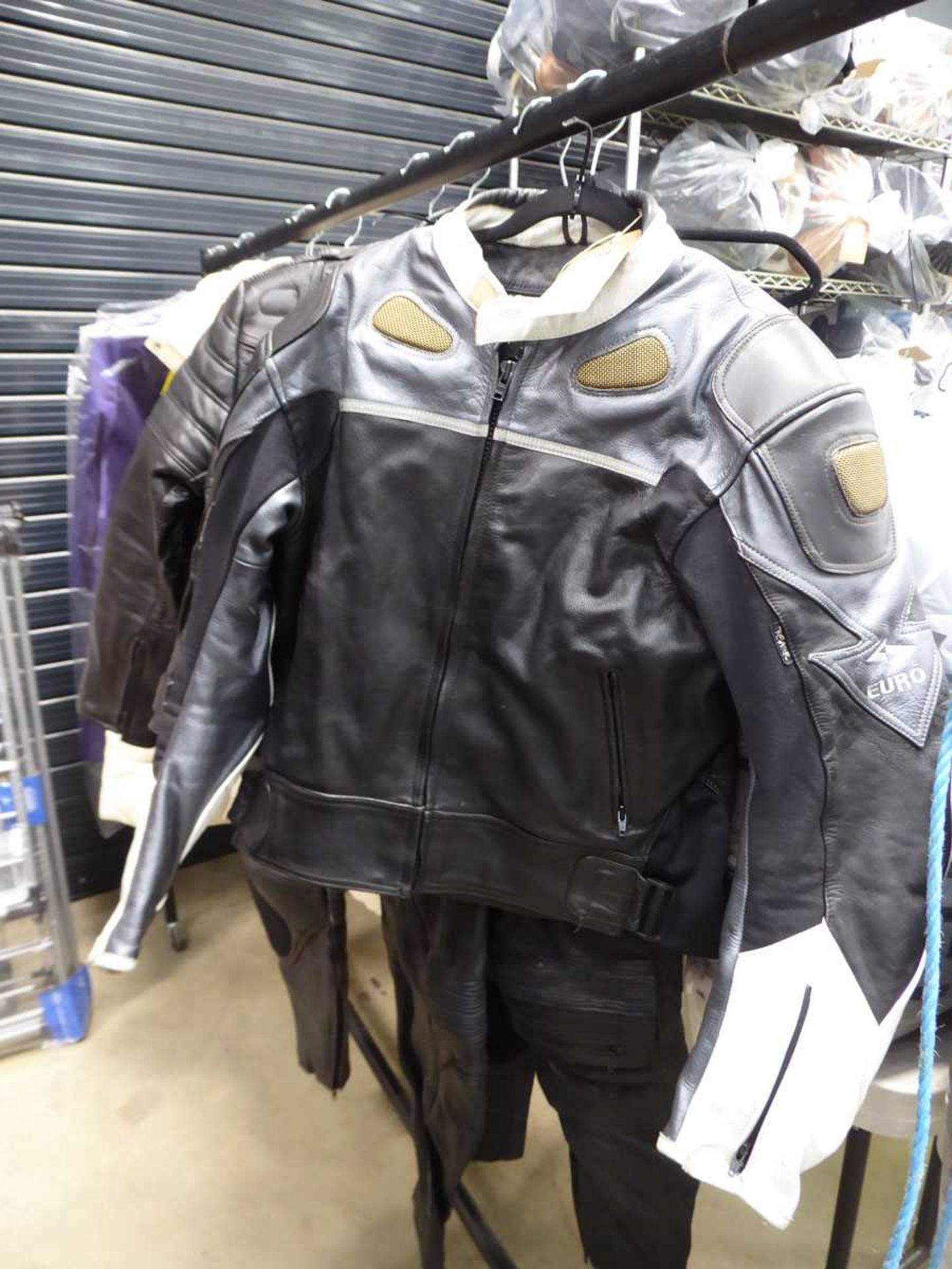 Euro style motorcycle leather jacket plus trousers