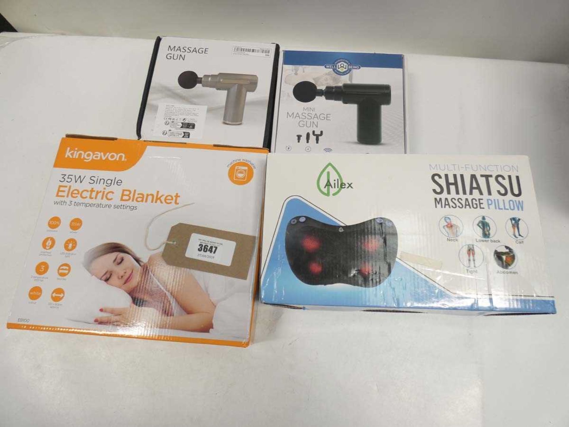 +VAT 2x massage guns, electric blanket and Shiatsu massage pillow