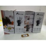 +VAT 4 x Livio 8pc stainless steel knife block sets