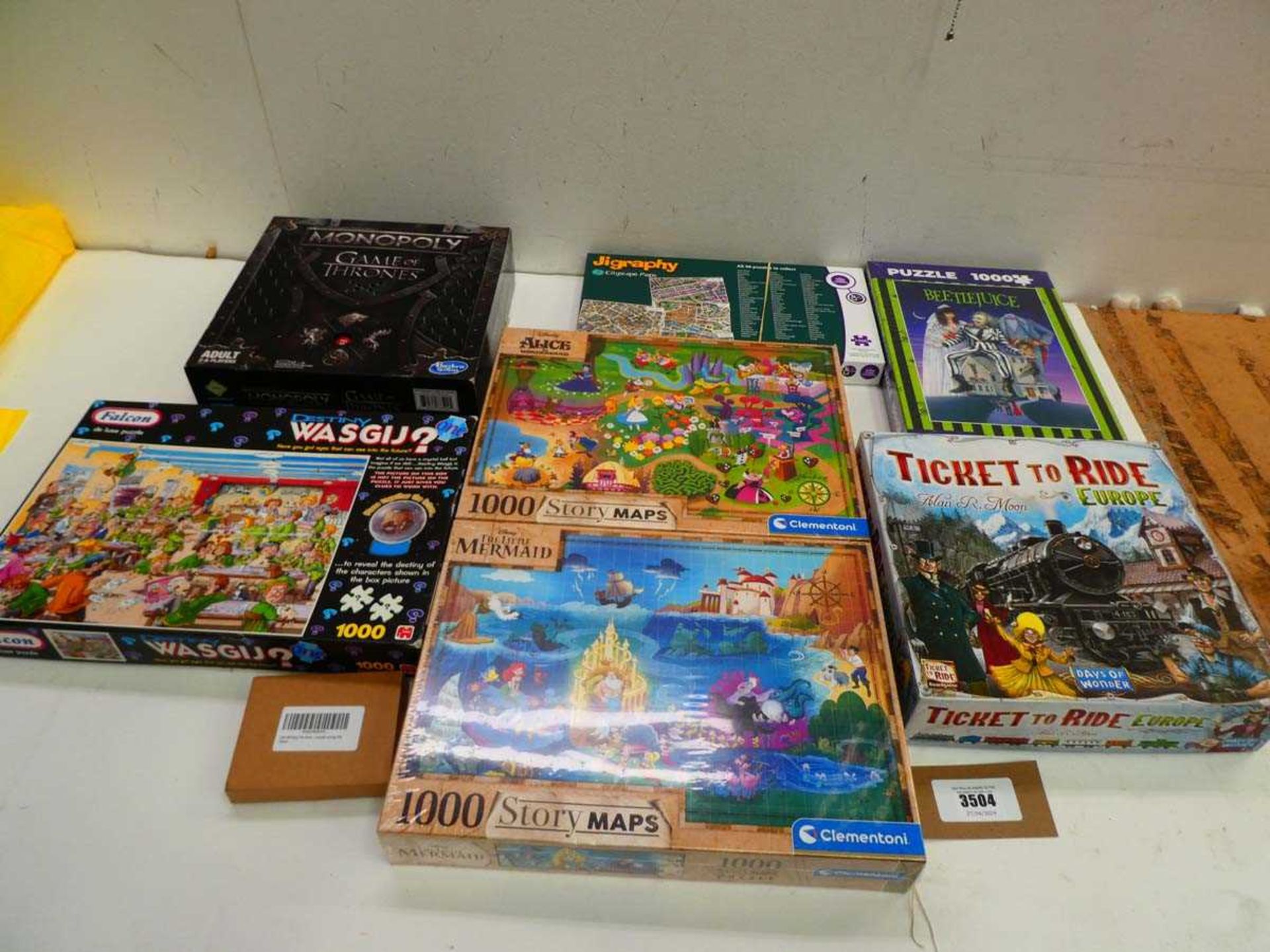 +VAT Puzzles and board games to include Disney Story Maps, Game of Thrones Monopoly, Ticket to