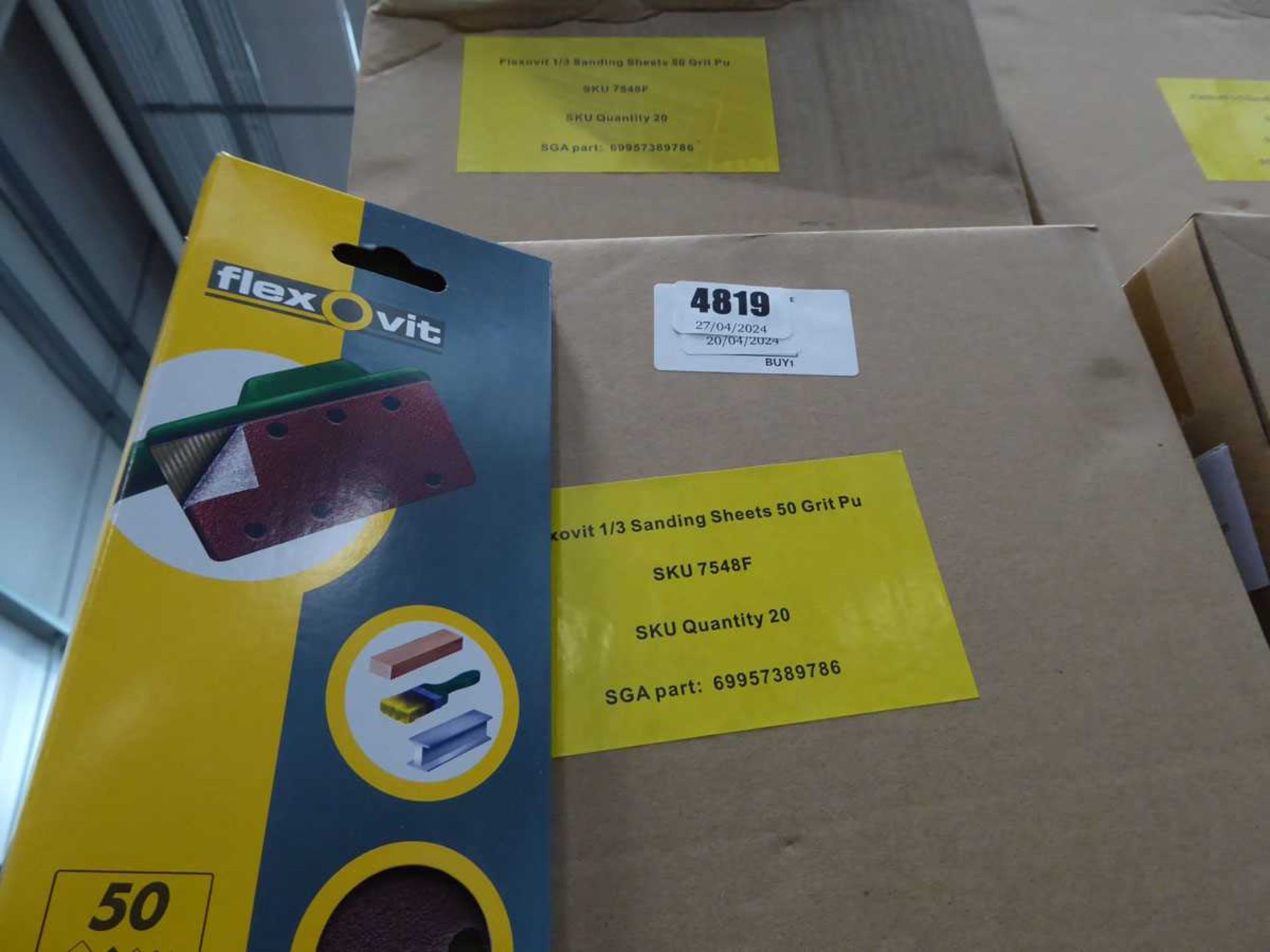 +VAT 5 boxes of Flexovit 50-grit sanding sheets