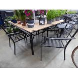 Large metal square garden table (no top) with 8 metal chairs (no cuchions)