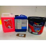 +VAT Foxano dye sample, Flow rust remover and Dulux weathersheild paint