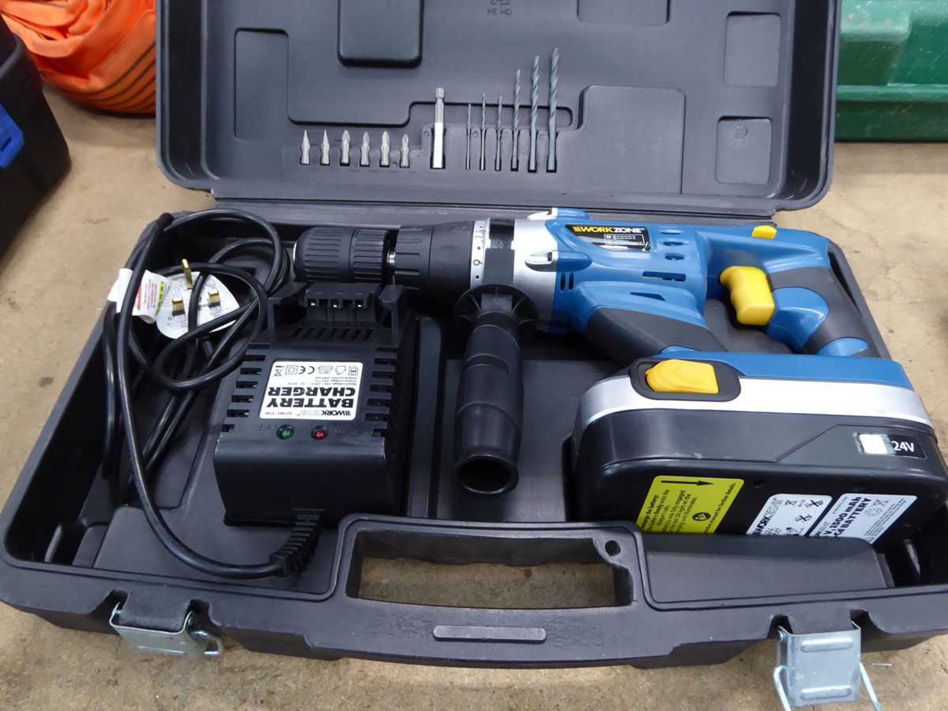 Workzone boxed drill with battery and charger