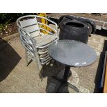 Small round bistro table and 4 stacking chairs