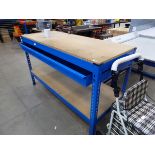 Large blue bench with drawer under
