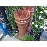 2 castellated topped terracotta chimney pots