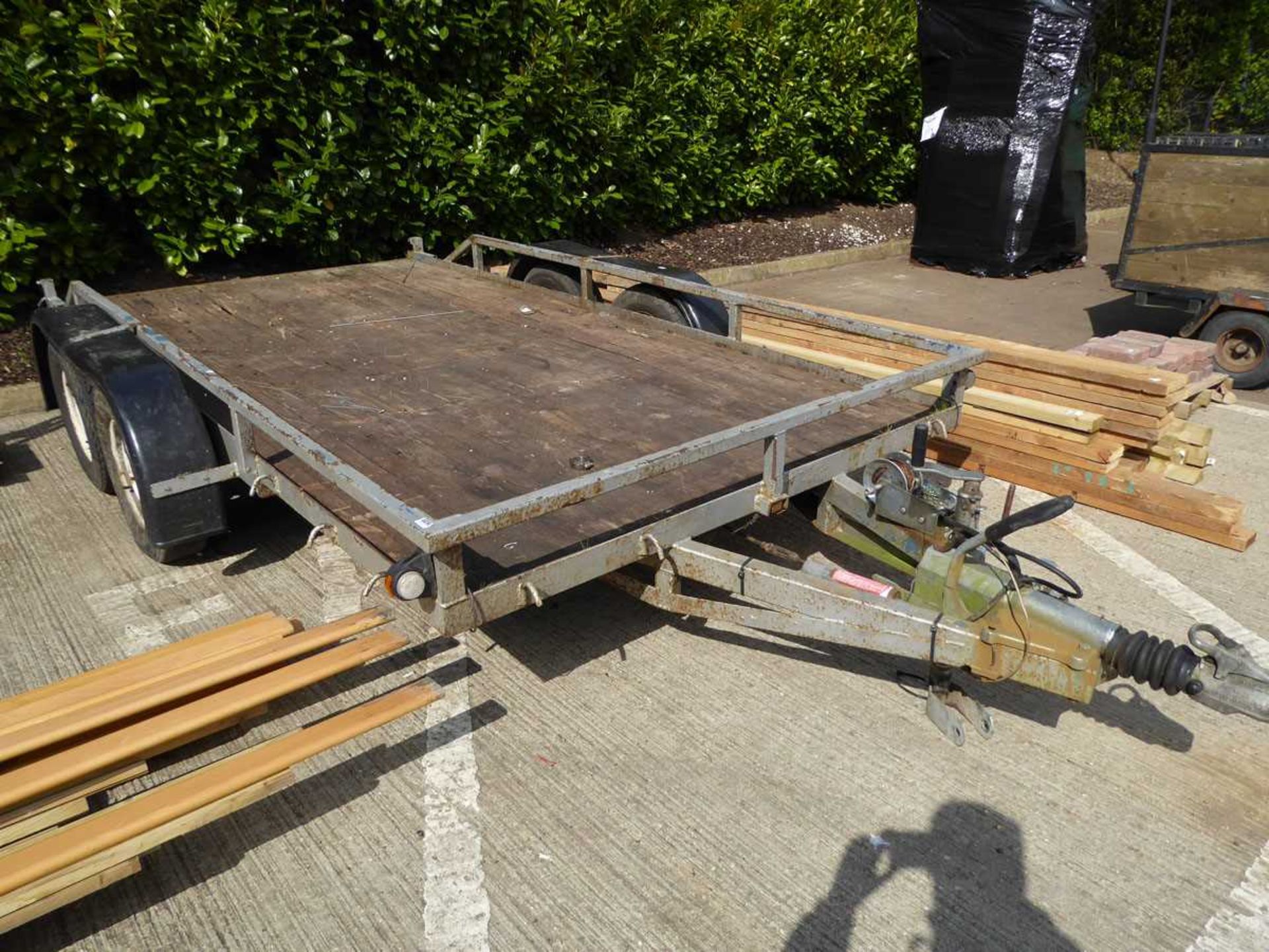 Double axle large car trailer with hand winch