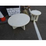 Heavy resin round garden table and small stool damaged/cracked